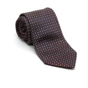 Vintage Resilio Necktie – Navy Green Geometric Circle Pattern